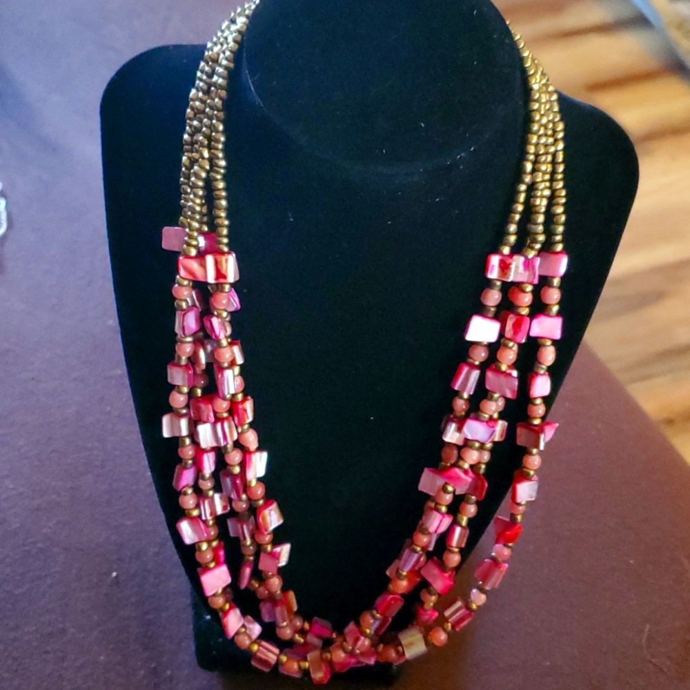 Four strand turquoise beaded necklace